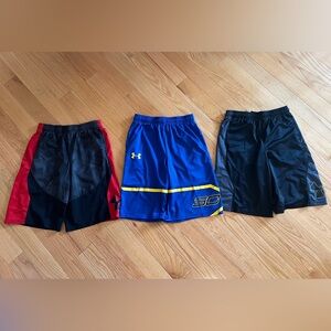 Under Armour Blue, Black, and Red Basketball Shorts Trio